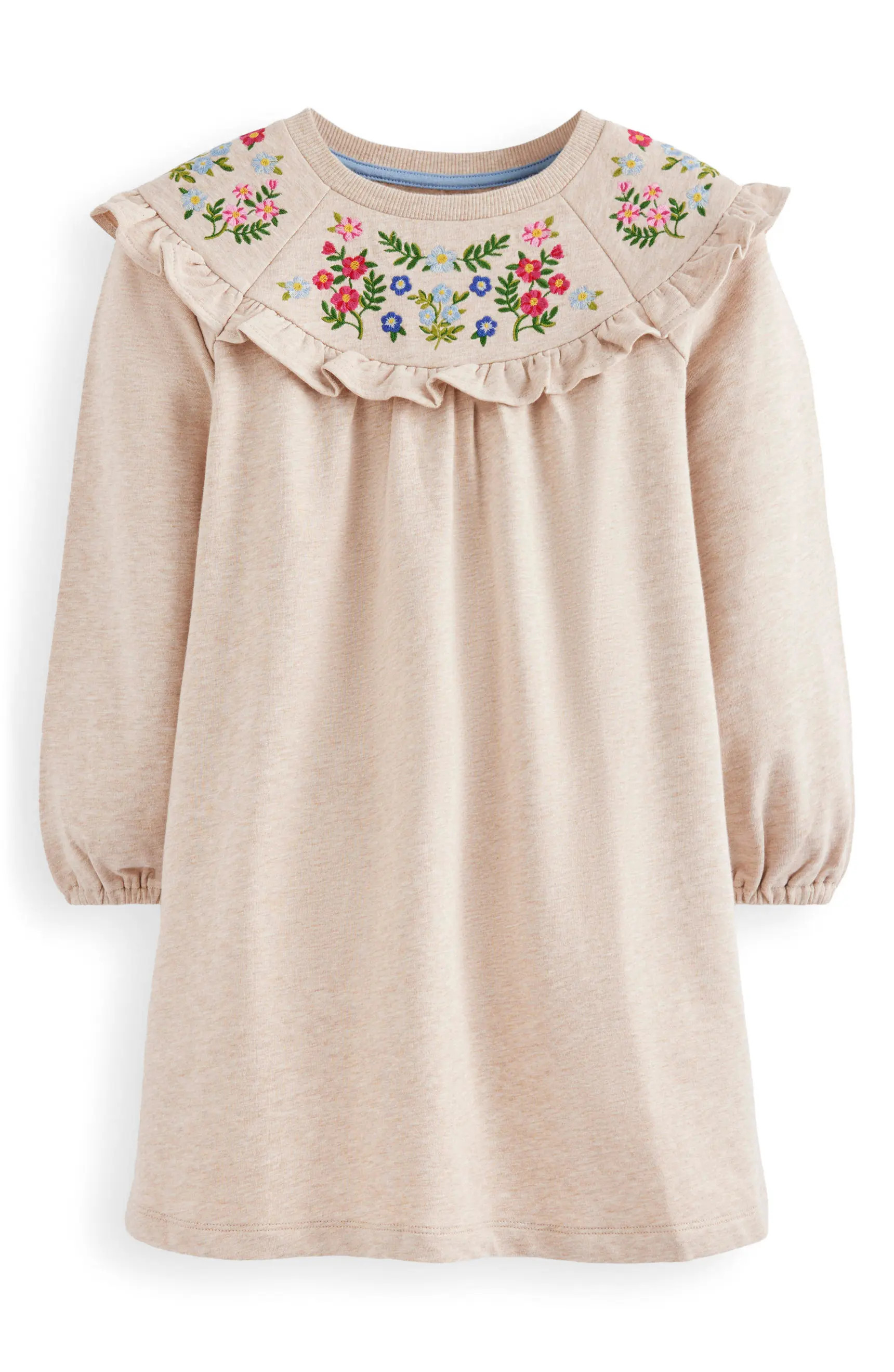 Mini Boden Kids' Floral Embroidered Cotton Sweatshirt Dress | Nordstromrack | Nordstrom Rack