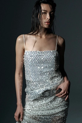 Shona Joy Asteri Sheer Mesh Beaded Longline Cami | Anthropologie (US)