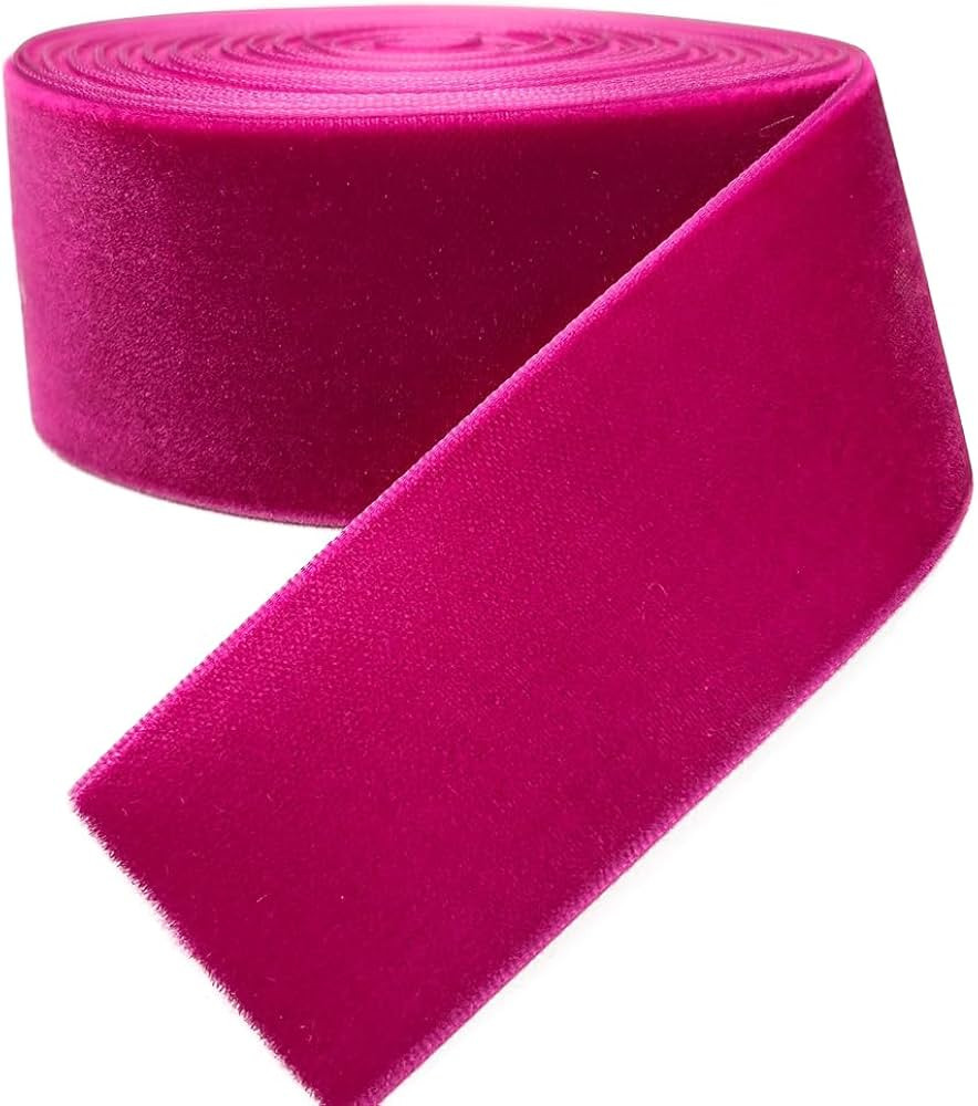 Chenkou Craft 5Yards Fuschia 1 1/2" Velvet Ribbon Bulk (Fuschia, 1 1/2"(40mm)) | Amazon (US)