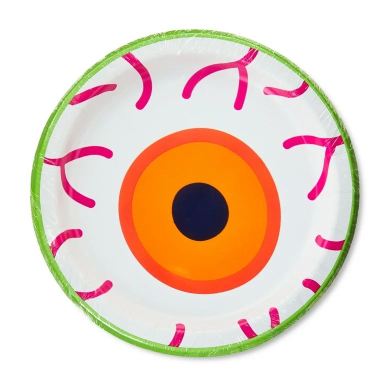 Halloween Orange & White Creepy Eyeball Paper Plates, 7", 8 Count, by Way To Celebrate | Walmart (US)