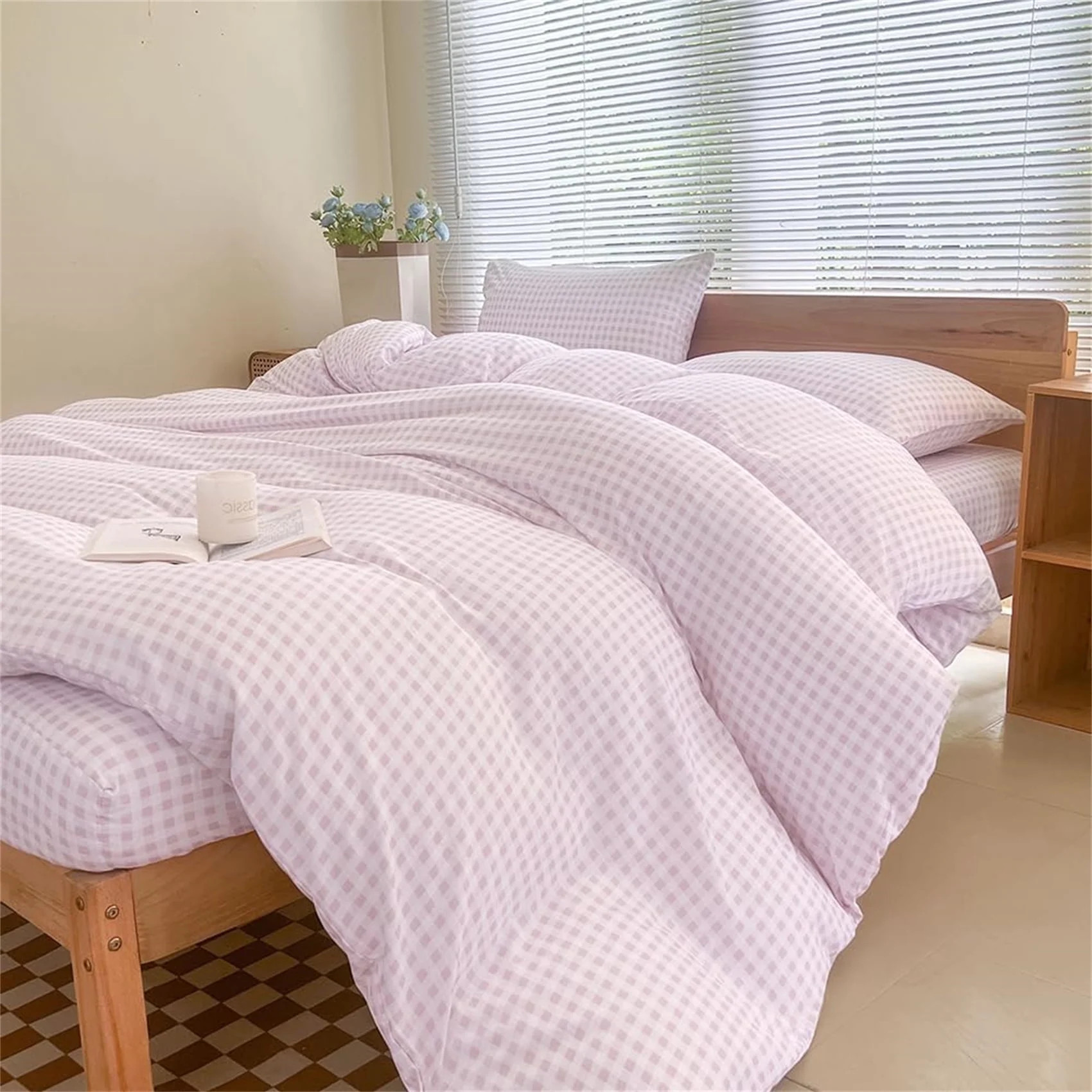 Pink Gingham Twin Duvet Cover Set, Pink Plaid Comforter Cover Set, 2 Pieces Checked Bedding Set (... | Walmart (US)