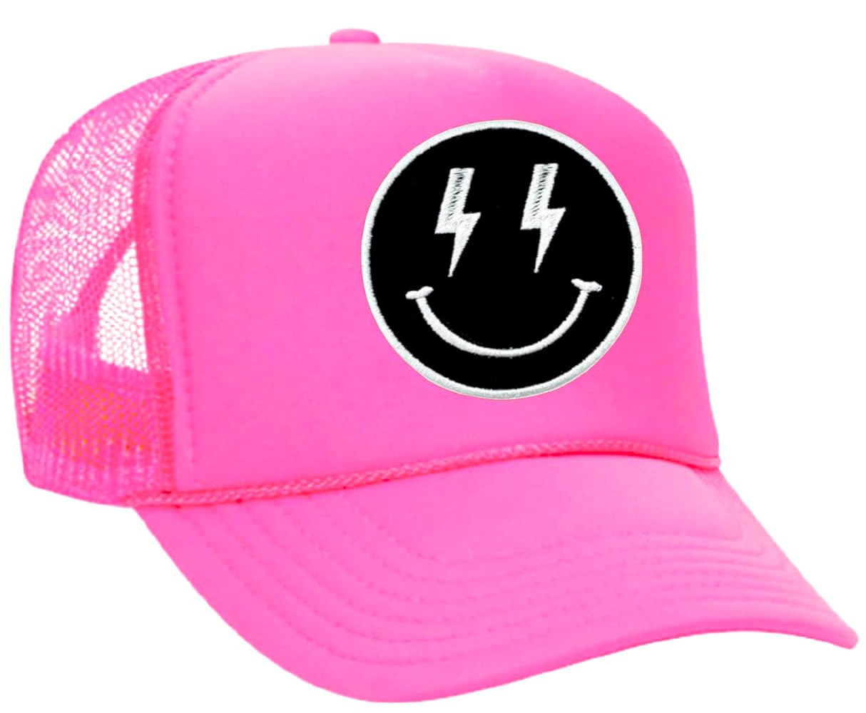 Lightning Bolt Smile Face Patch Trucker Hat (Multiple Colors) | Amazon (US)