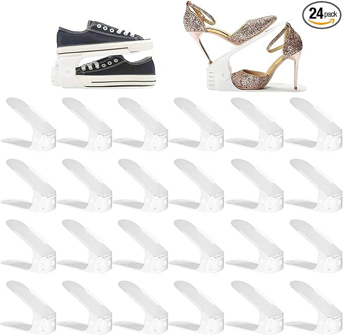 Shoe Slots Organizer 24 Pack, Shoe Stackers for a Pair of Shoes,Adjustable Double Layer Stack Sho... | Amazon (US)