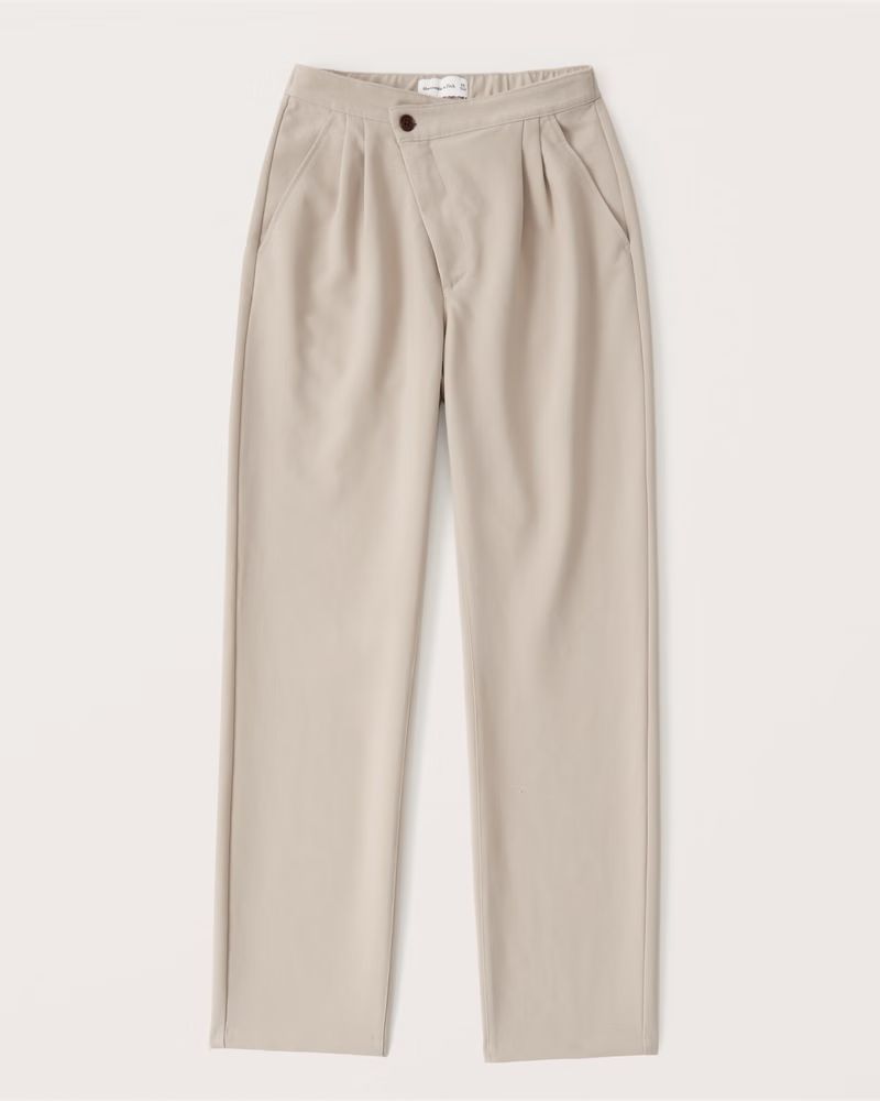 Abercrombie & Fitch Women's Tailored Menswear Dad Pants in Khaki - Size XS | Abercrombie & Fitch (US)