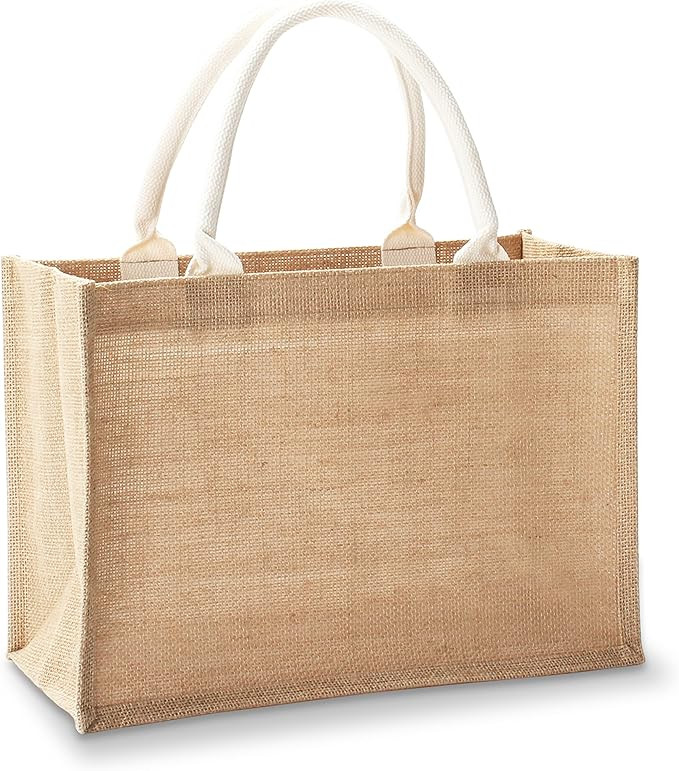 Jute Tote Bags, 14.5" x 6.7" x 10.2" Pack of 1 Burlap Bridesmaid Bags Burlap Beach Totes Jute Tra... | Amazon (US)