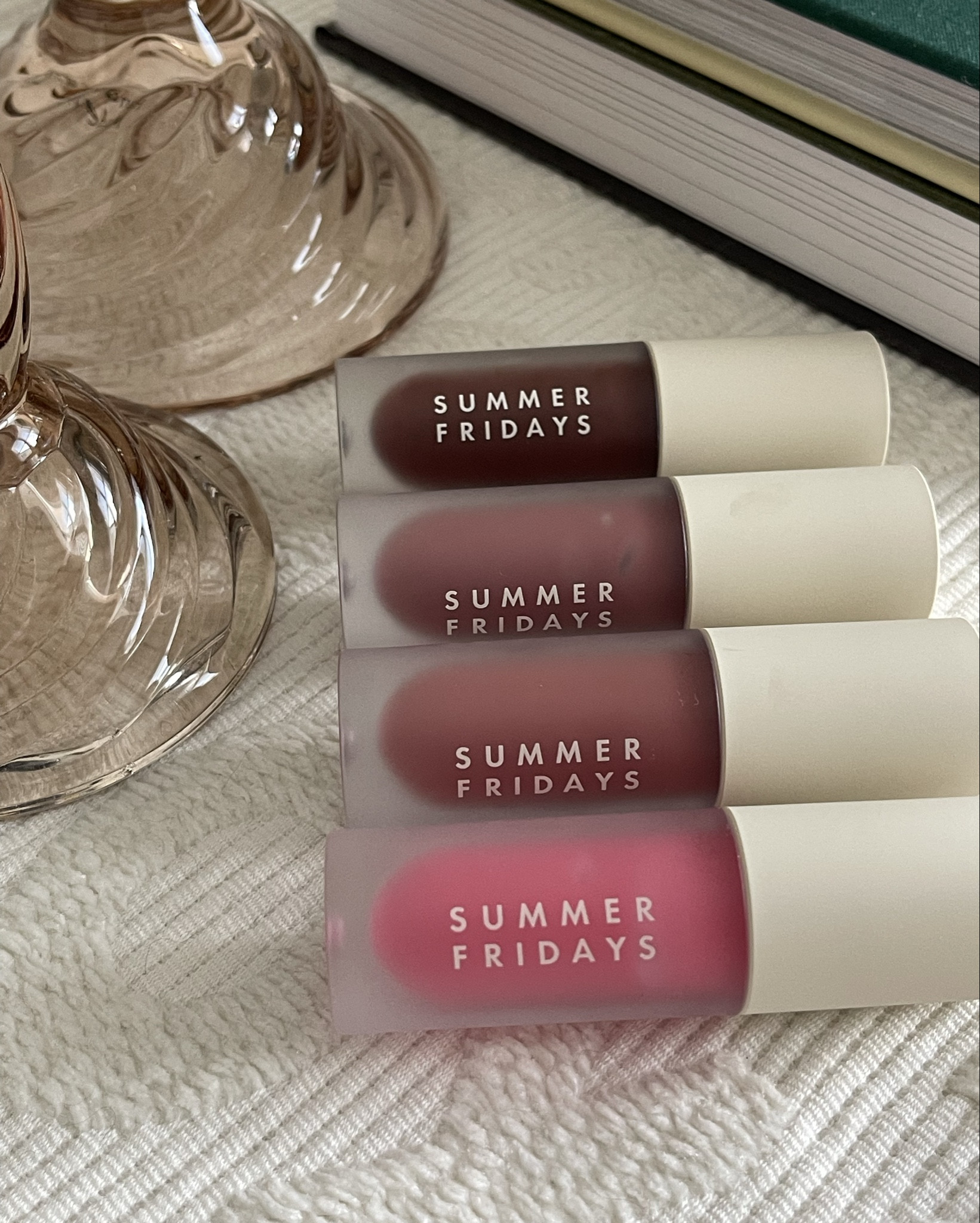 I love anything from Summer Fridays. These lip oils have such good pigment. 

Colors (left to right):
Blush Dreams, Rosewood Nights, Soft Mauve, Pink Cloud 