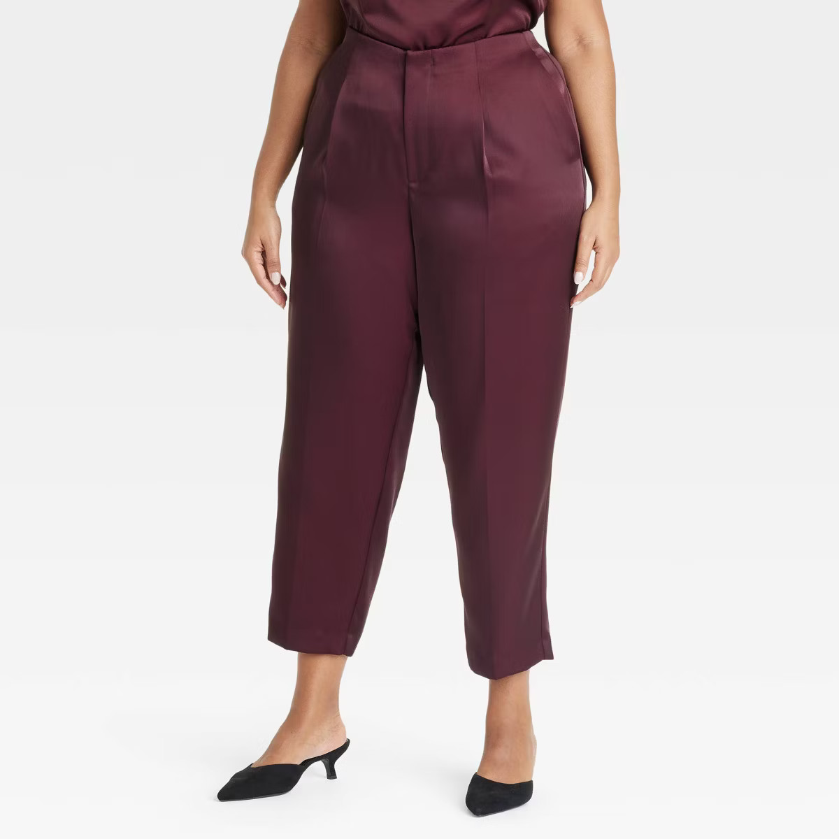 Women's Super-High Rise Tapered Ankle Tailored Satin Trousers - A New Day™ | Target