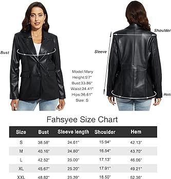 Fahsyee Women's Faux Leather Blazer Jackets Women, Black Motorcycle Vintage Moto Biker Coat Vegan... | Amazon (US)