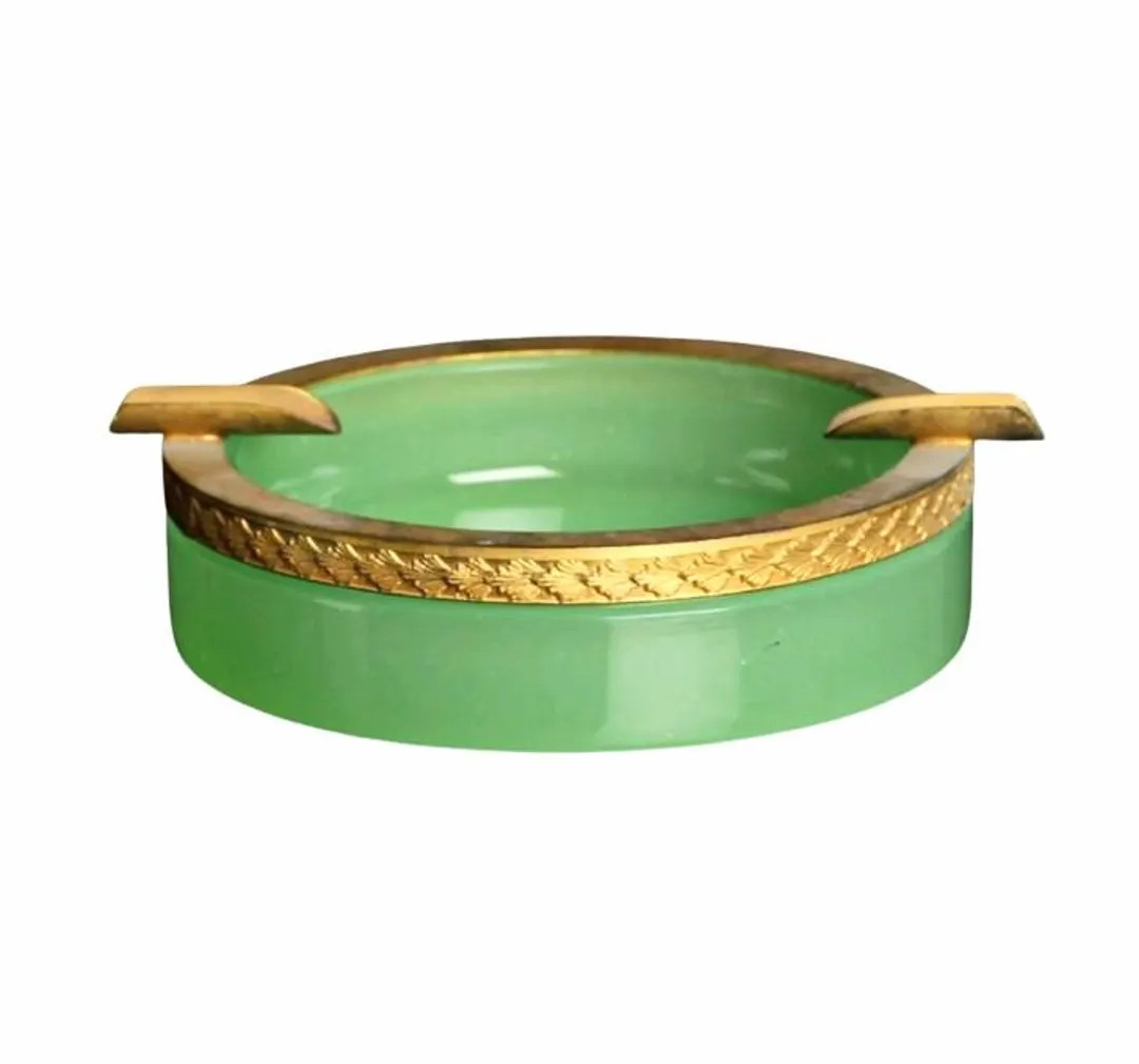 French Opaline Glass Dish Tray Ashtray Ring Dish Green Opaline Glass Ormolu | Etsy (US)