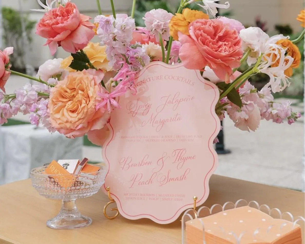 Custom Acrylic Bar Sign • Wavy Oval Drink Menu • Personalized Wedding Signature Cocktail Sign • Custom Colors • Preppy Event Decor | Etsy (Global)