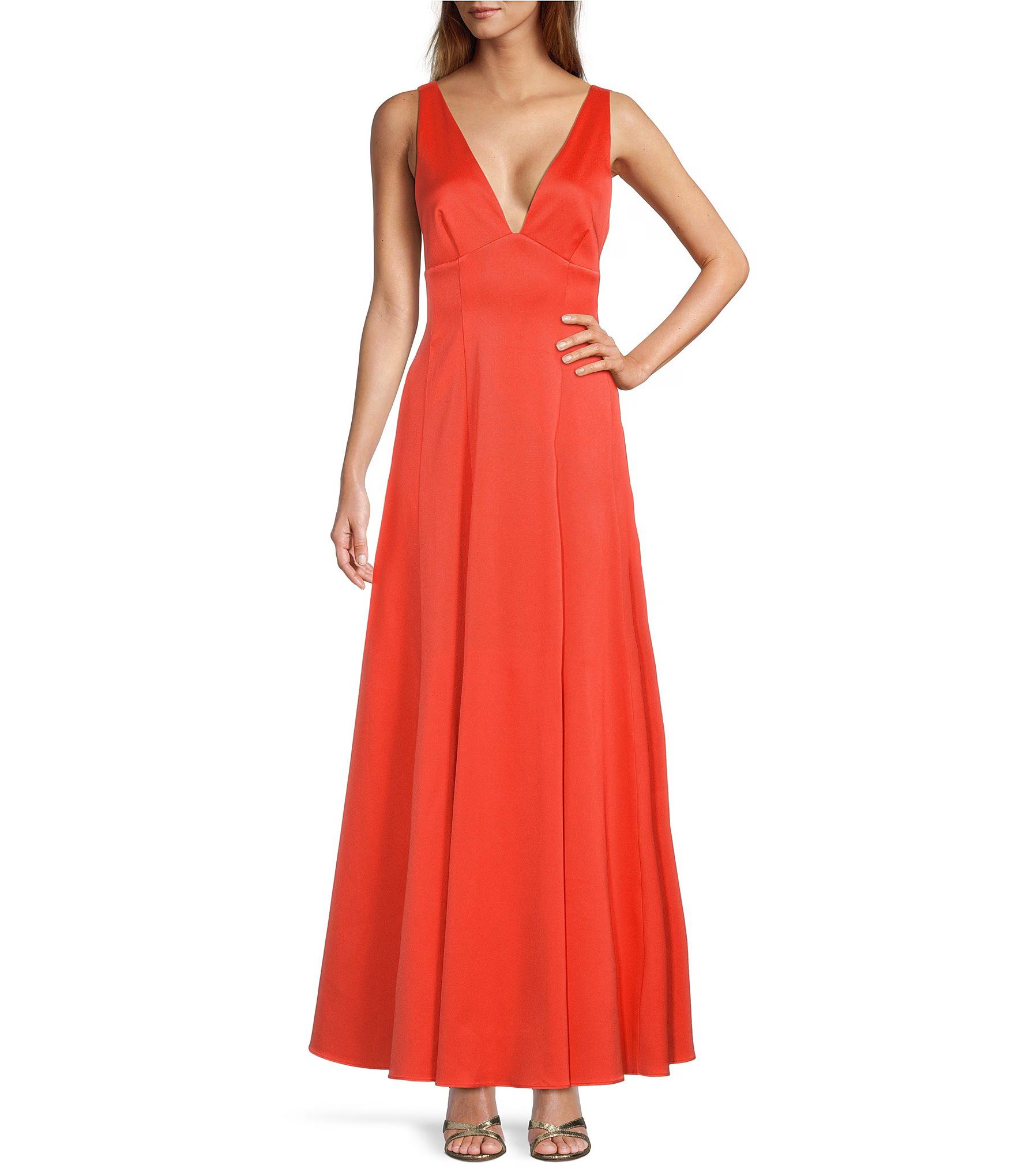 Davina V-Neck A-Line Sleeveless Ball Gown | Dillard's