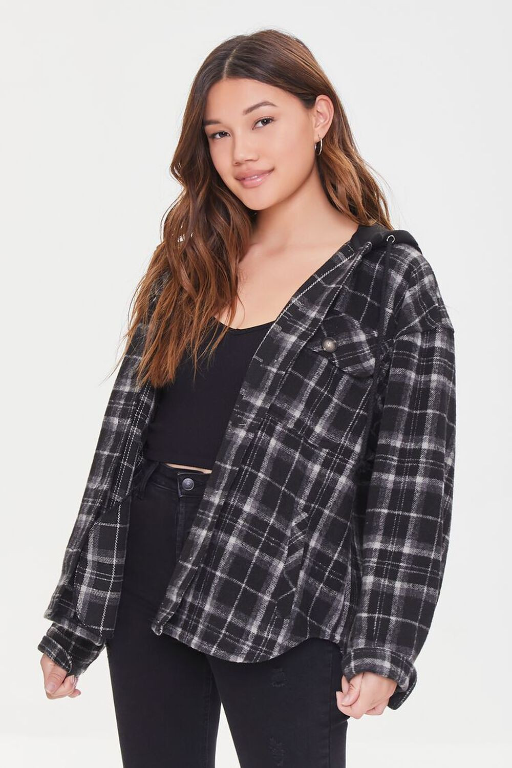 Plaid Hooded Shacket | Forever 21 | Forever 21 (US)