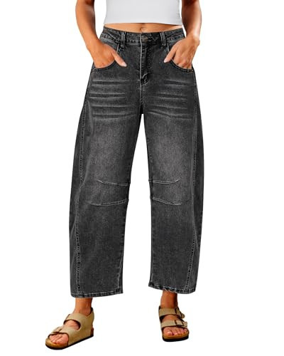 Utyful High Waisted Black Faded Jeans - Size 8-10, Tummy Control, Baggy Fit, Perfect for Women's Jean Outfits | Amazon (US)