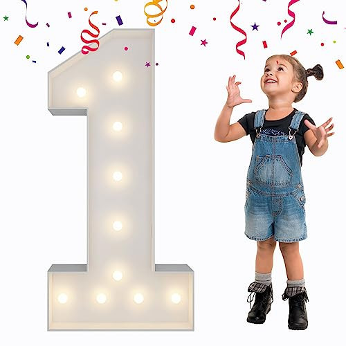 3FT Light Up Numbers, Mosaic Number for Balloons, Giant Marquee Numbers, Mosaic Balloon Number 1 for 1st Birthday Decorations, Anniversary Decorations, Wedding Party Decor | Amazon (US)