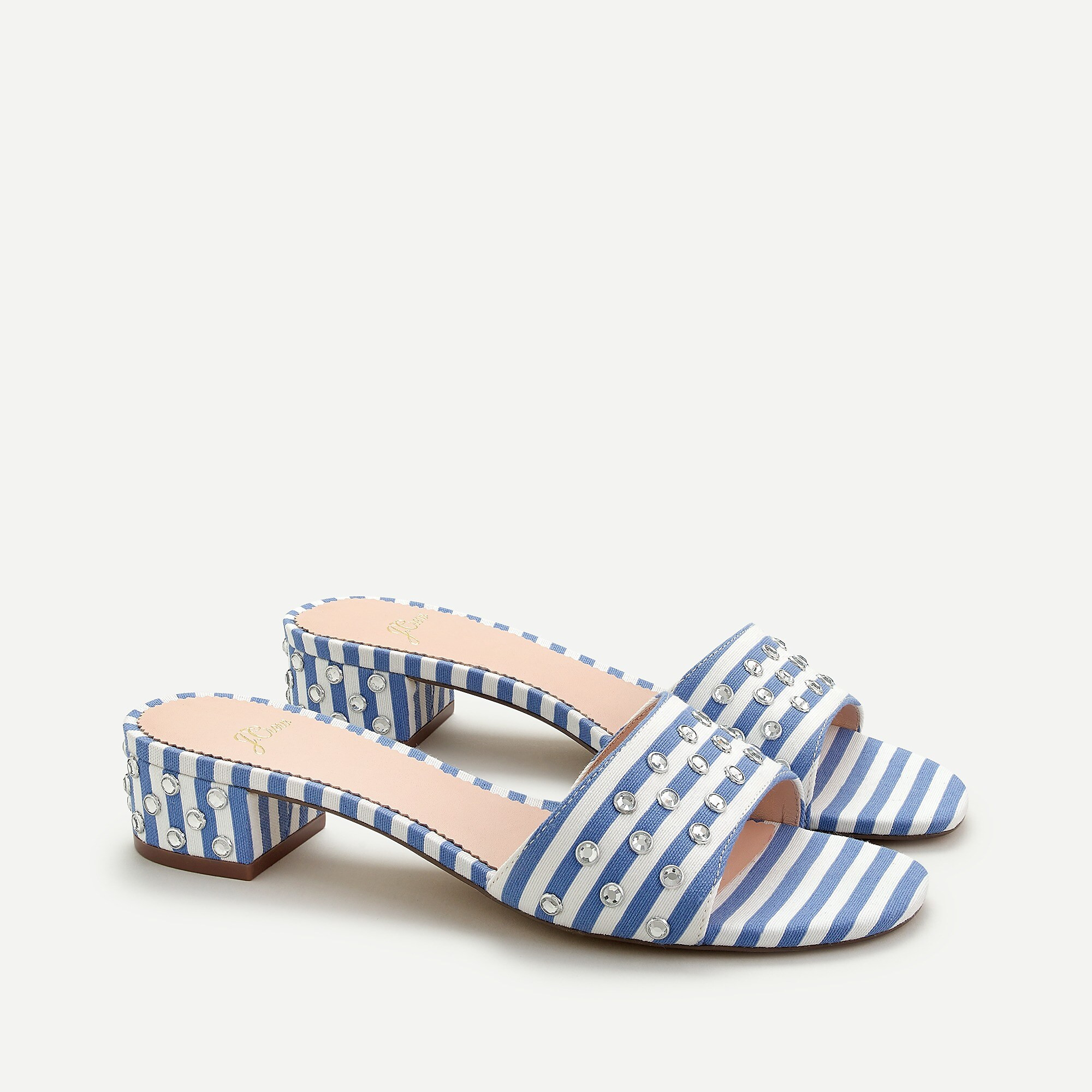 Florence block-heel mule with jewel details in stripe | J. Crew US