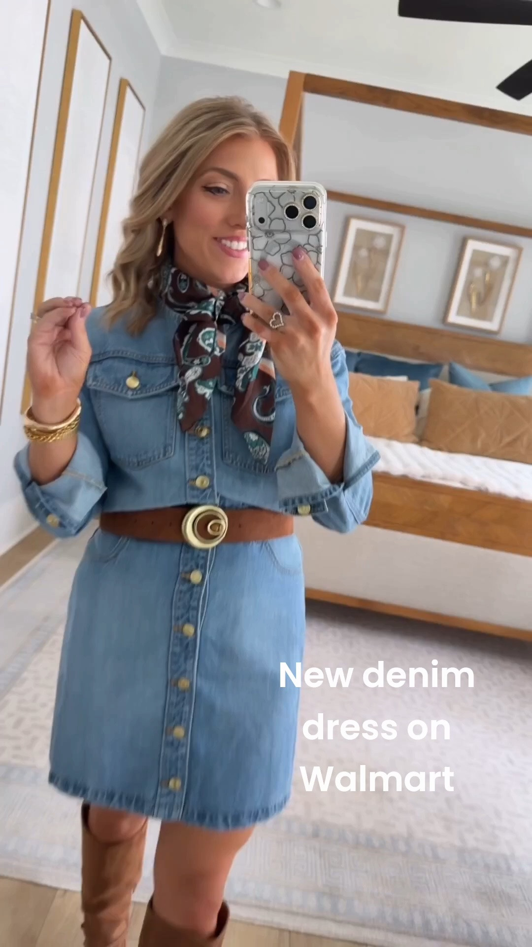 STOPPP this Walmart denim dress! 😍 One of those new arrivals that can make an entire outfit—the gold buttons, utility pockets and easy belted silhouette are SO good. I styled it with a printed scarf, brown belt and tall brown boots for an elevated denim-on-denim-inspired fall look. Such a cute piece for dinners, weekends, family photos and all the fall things!

#WalmartFashion #WalmartFinds #WalmartNewArrivals #WalmartStyle #WalmartDress #DenimDress #FallFashion #FallOutfitIdeas #AffordableFashion #DenimOutfit #AffordableStyle #WomensFashion #OutfitInspo

#LTKootd #LTKPetite