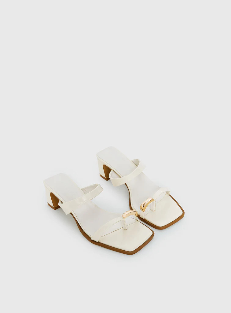 Billini Iverson Hardware Detail Heels While / Gold | Princess Polly US
