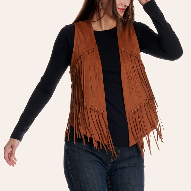 Montana Clothing Women's Rust Faux Suede Fringe Vest | Cavender's