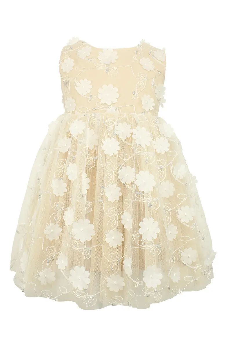 Kids' 3D Floral Appliqué Tulle Dress | Nordstrom