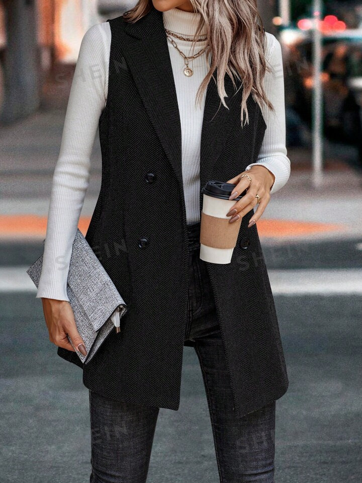 Double Breasted Vest Blazer | SHEIN