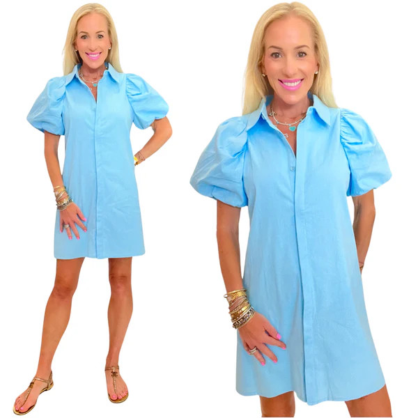 Baby Blue Puff Sleeve Kiki Dress | James Ascher