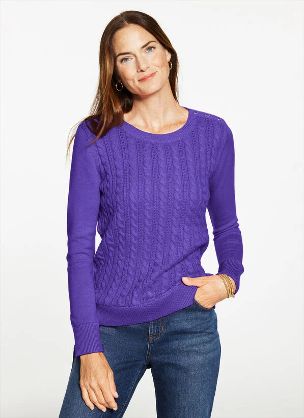 Cable Knit Crewneck Sweater - Colors | Talbots