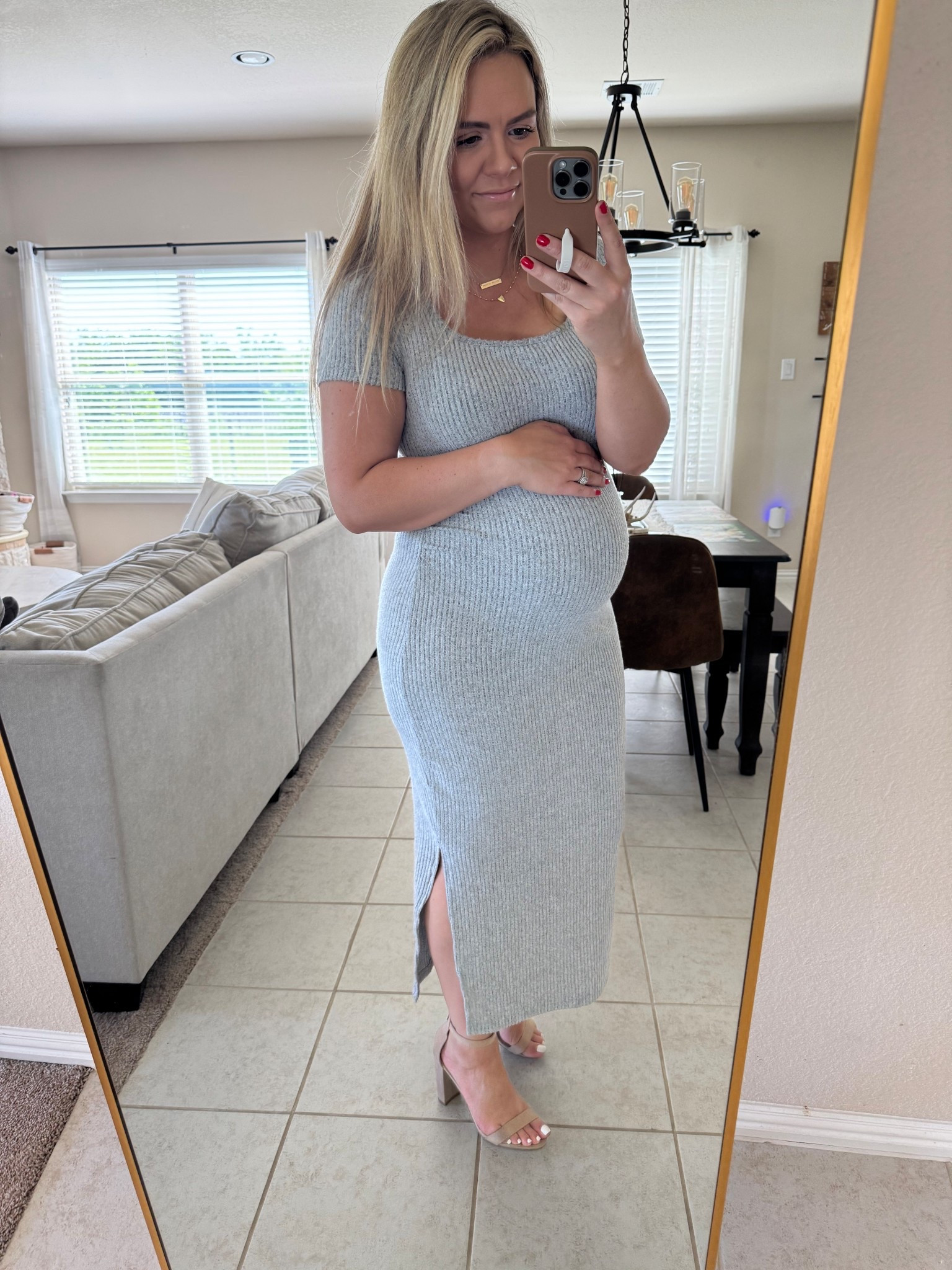 I’m obsessed with this dress! The material is so soft & comfortable with still looking nice. This is cute with heels or a hat/ sneakers would be so cute too ❤️Wearing a large & 19 weeks pregnant  #bump #maternity #bumpfriendly 

#LTKMidsize #LTKSeasonal #LTKBump