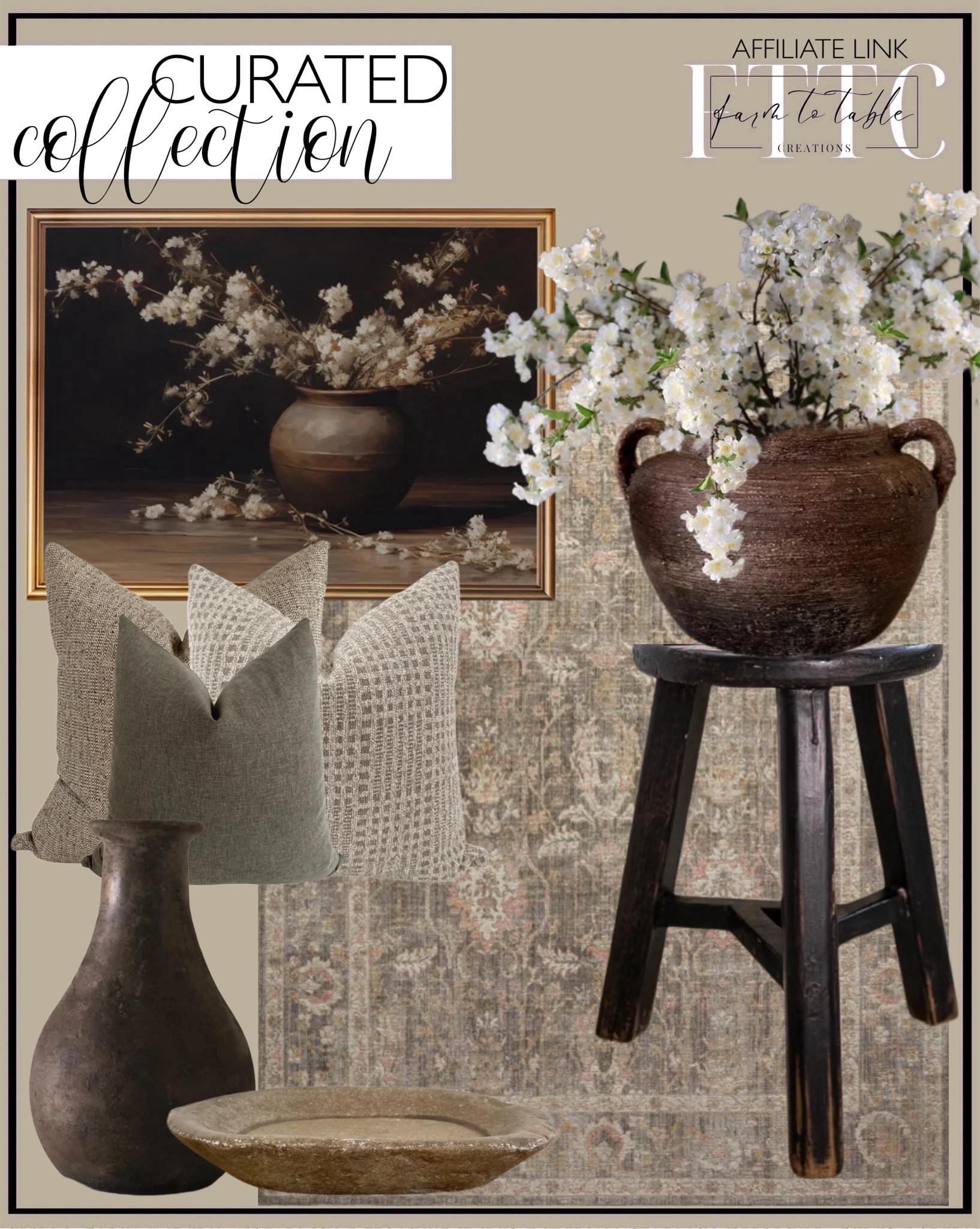 Curated Collection. Follow @farmtotablecreations on Instagram for more inspiration.

Moody Floral in Vintage Vase | PRINTABLE ART | Vintage Artwork. Stone textured pottery, Aged vessel, 9.5'' wide, Rustic artisan vase, Earth tones neutrals vase, Hand painted vase, Mediterranean vase. Chris Loves Julia x Loloi Rosemarie Oriental Sage/Blush/Off White Area Rug. Shanti Pillow Cover Set Hackner Home. Vintage Stone Bowl - Rustic Bowl - Accent Bowl - Primitive Bowl - Antique Marble Bowl - Decorative Bowl - Catch All Bowl - Hand Carved Plate. aged vase old vessel antiqued pot rustic decor boho house warming gift old olive jar natural stone ceramic. 37" Artificial Cherry Blossom Branch in Cream White  LuxeBCo Vintage Elm Wood Round Stool Black. Moody Decor. Vintage Decor. Vintage Vibes  

*Use code FARMTOTABLE for 15% off build a sign. 



#LTKSaleAlert #LTKFindsUnder50 #LTKHome