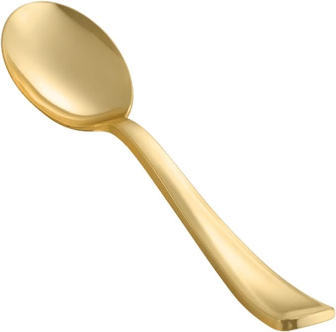 N9R 72Pcs Gold Plastic Spoons - Solid, Durable, Heavy Duty Gold Plastic Silverware - Disposable C... | Amazon (US)