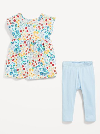 Printed Short-Sleeve Dress and Leggings Set for Baby | Old Navy (US)