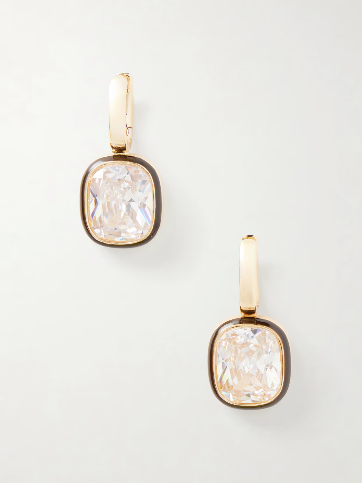 Roxanne Assoulin - Cubic Cushion Gold-tone, Cubic Zirconia And Enamel Earrings - One size | NET-A-PORTER (US)