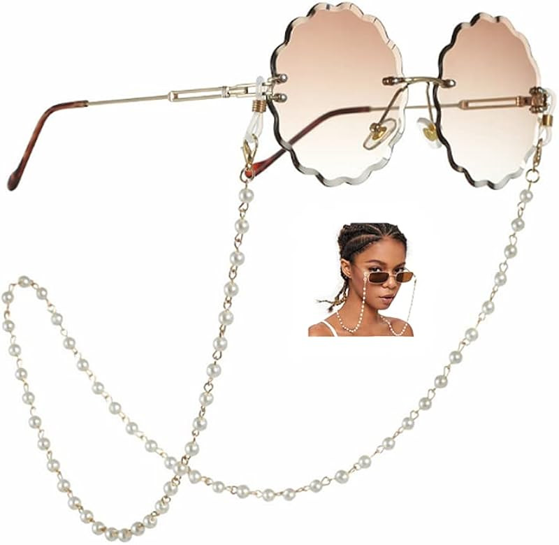 Sither Pearl Sunglasses Chain Reading Glasses Chain Strap Necklace for Women | Amazon (US)