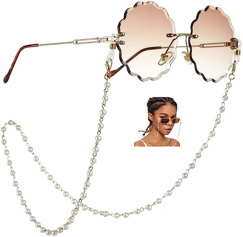 Sither Pearl Sunglasses Chain Reading Glasses Chain Strap Necklace for Women | Amazon (US)