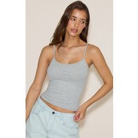 Grey Marl Soft Cotton Strappy Vest Top | PrettyLittleThing UK