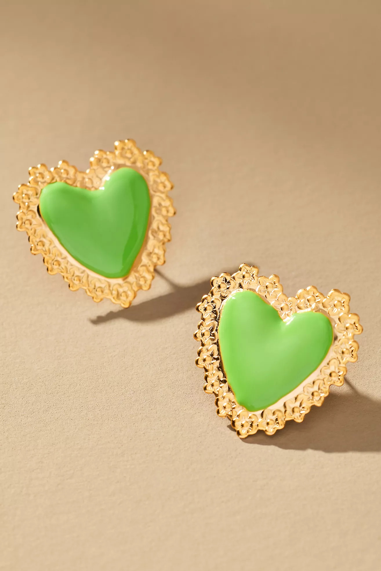 The Pink Reef Love Heart Stud Earrings | Anthropologie (US)