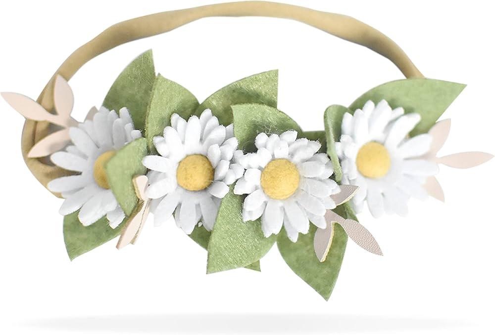 California Tot Felt Floral Daisy Crown Super Soft and Stretchy Nylon Headbands for Infants, Toddl... | Amazon (US)
