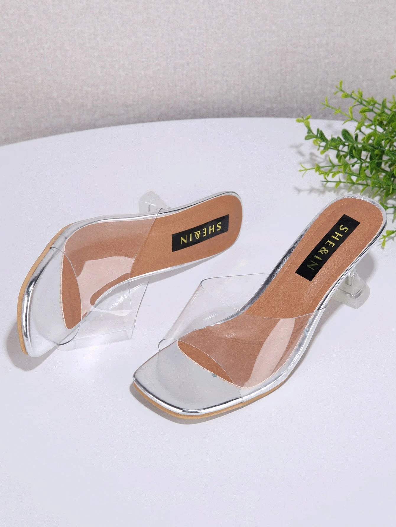 Open Toe Clear Heeled Mules | SHEIN