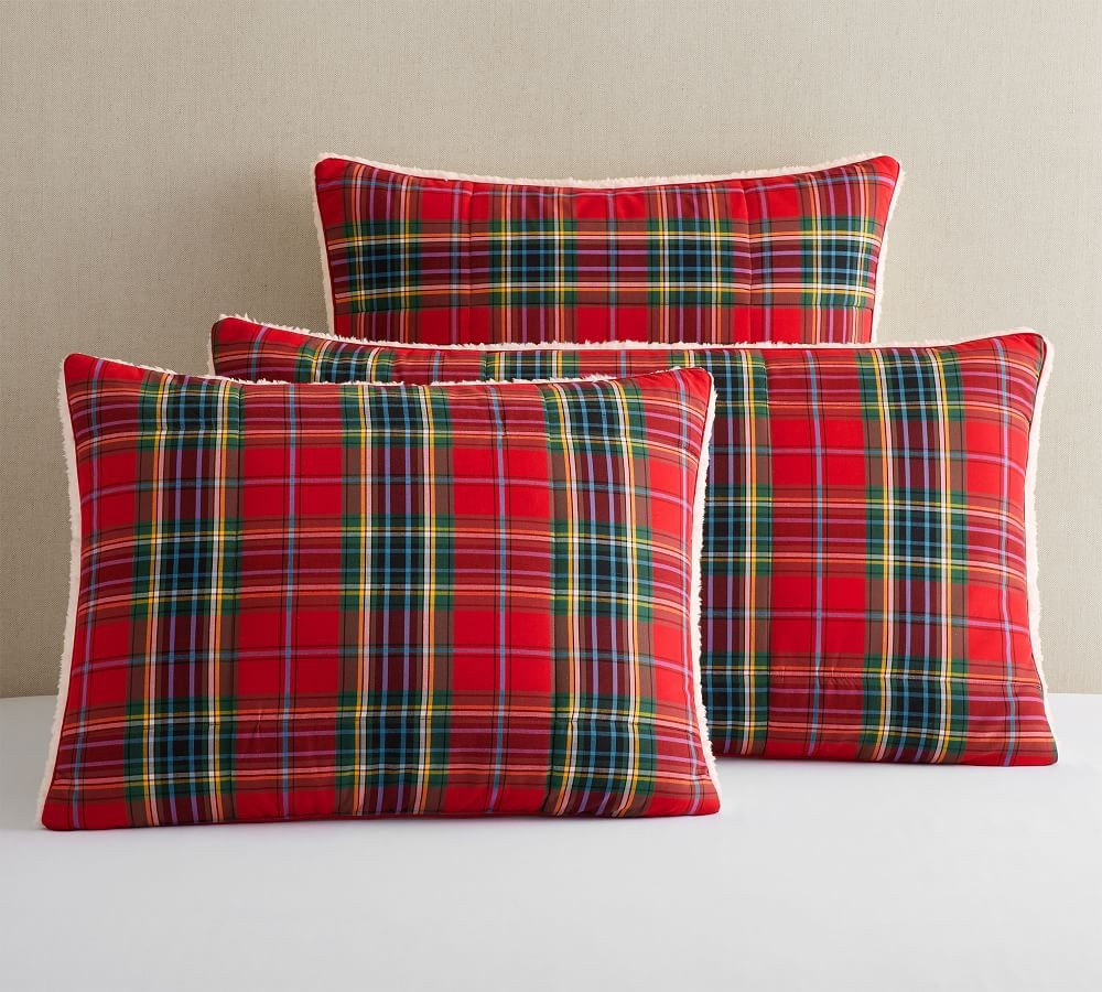 Simon Plaid Sherpa Comforter Sham | Pottery Barn (US)