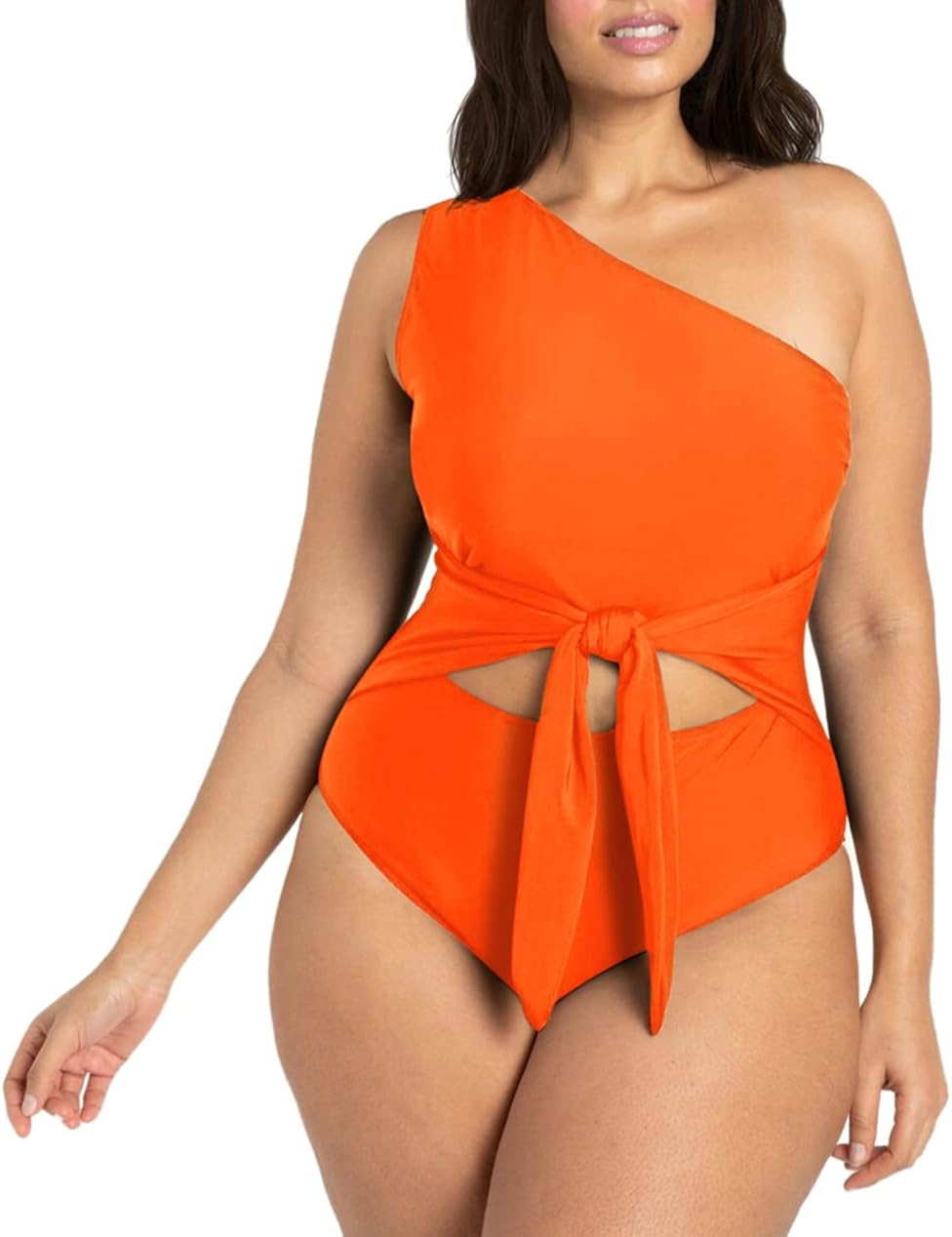 Sovoyontee Women Plus Size One Piece Swimsuit One Shoulder Bathing Suits Cutout Tummy Control Swi... | Amazon (US)