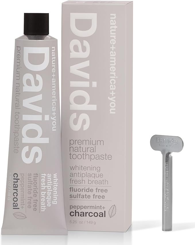 Davids Natural Charcoal Toothpaste for Enhanced Teeth Whitening, Peppermint, Antiplaque, Flouride... | Amazon (US)
