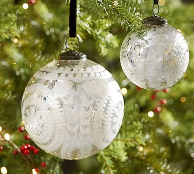 Etched Mercury Glass Ornament - Silver | Pottery Barn (US)