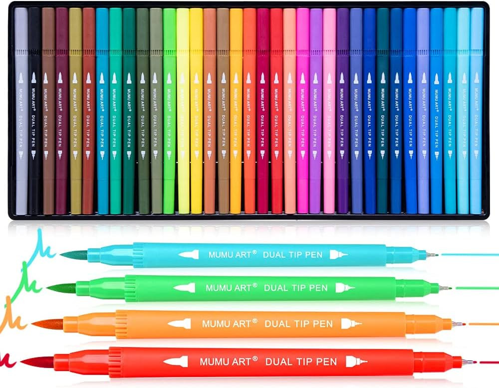 35 Dual Markers Pen for Adult Coloring Book, Coloring Brush Art Marker, Fine Tip Colored Pens for... | Amazon (US)