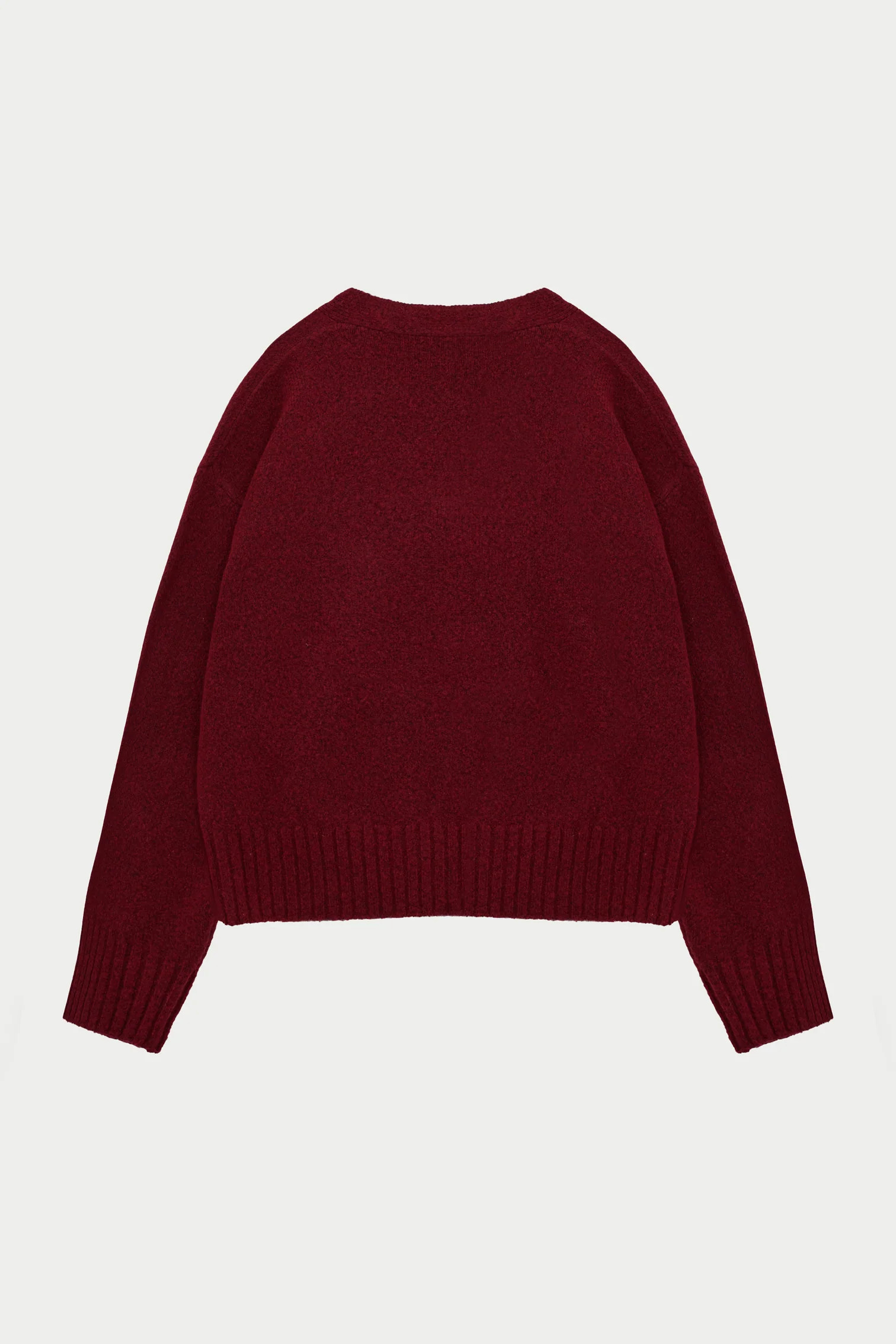 FLUFFY KNIT EMBLEM EMBROIDERED CREW - BURGUNDY | The Couture Club