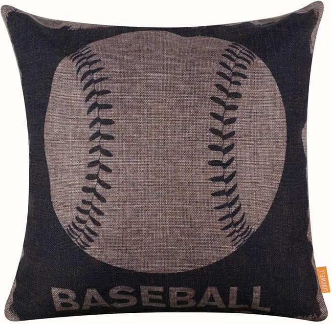LINKWELL Vintage Baseball Pillow Cover 18x18 Inch Sports Themed Burlap American Football Throw Cu... | Amazon (US)