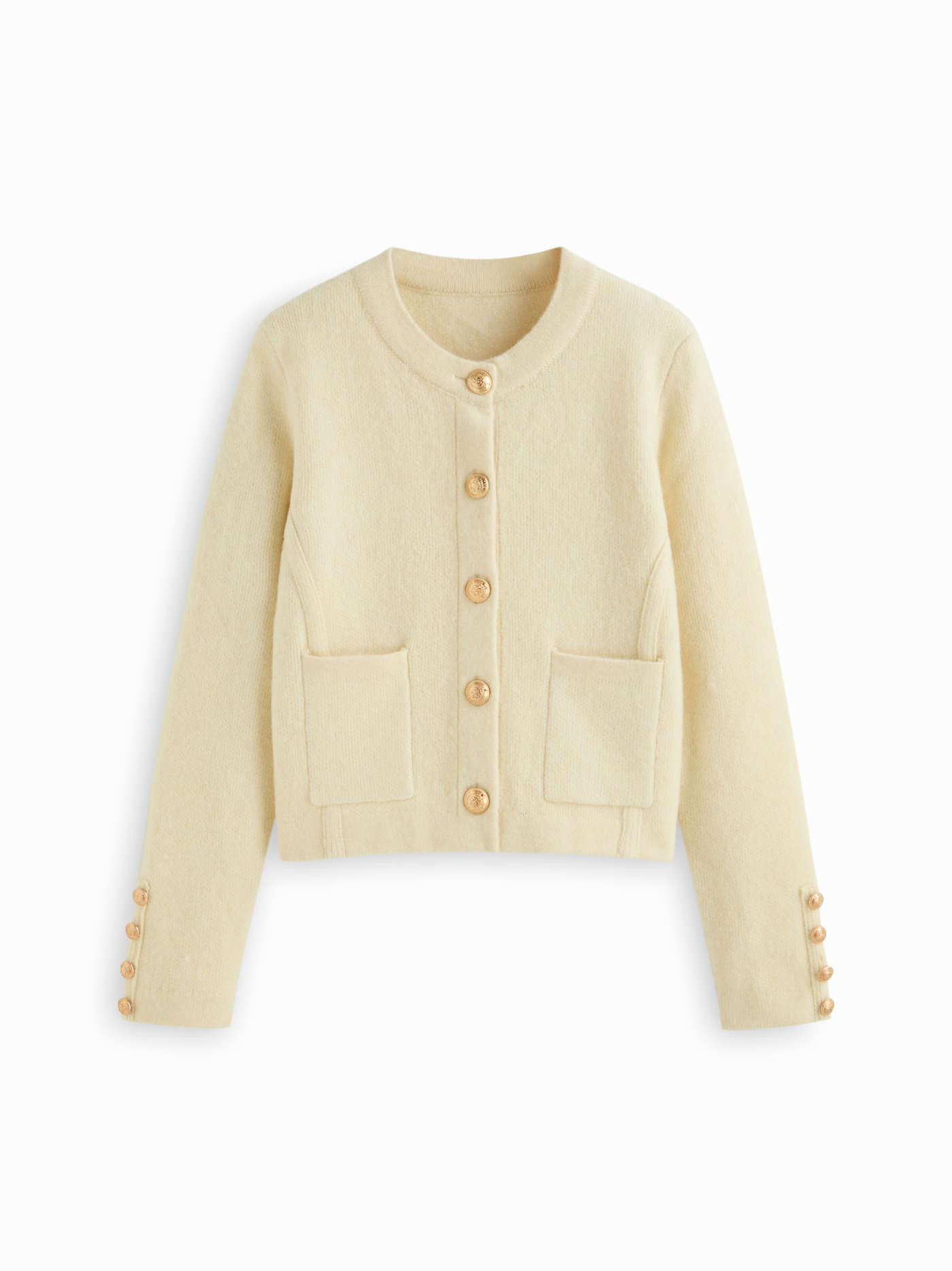 Knit Fabric Knit Wool-blend Round Neckline Metal Button Cardigan For Daily Casual Work | Cider