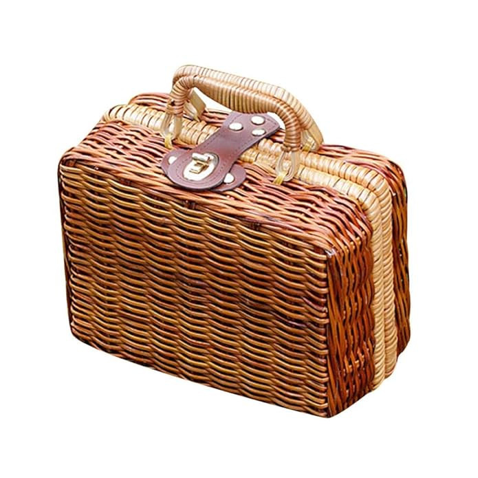 Puedo Womens Vintage Rattan Handbag Handmade Tote Weave Purse Straw Bag Beach Bag Summer Straw Sh... | Amazon (US)