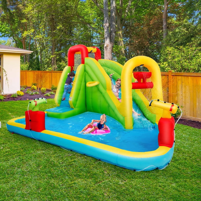 Costway Inflatable Water Slide Kids Splash Pool Bounce House without Blower | Walmart (US)