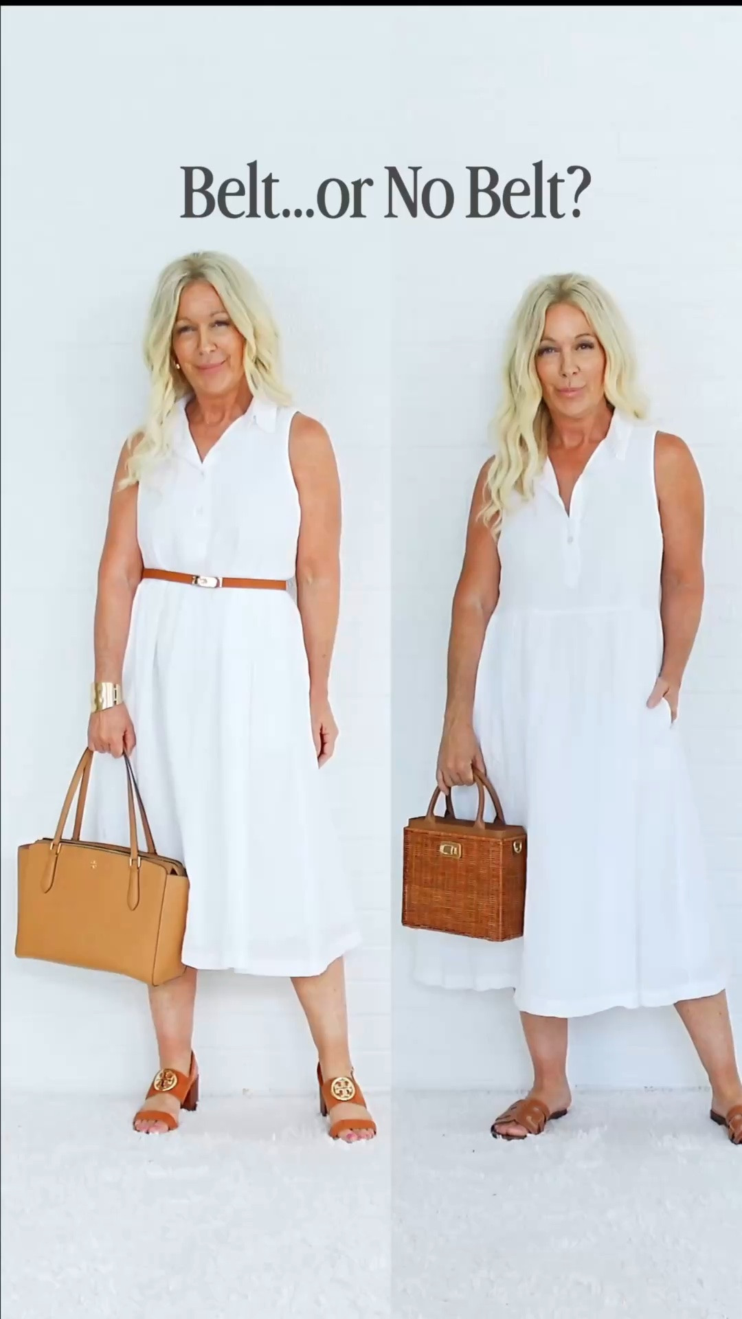 Belt...or No Belt?

The answer depends on the vibe you're trying to create.

✨ Belted = polished, elevated, and intentional. Think Old Money, Quiet Luxury, and a more structured silhouette.

✨ No Belt = relaxed, effortless, and easy. Think Coastal Grandmother, vacation style, and summer by the water.

Same dress.
Same woman.
Completely different vibe.

There isn't always a right answer in fashion. Sometimes it's simply a matter of deciding how you want to feel that day.

Which one are you choosing—BELT or NO BELT?

#LTKSeasonal #LTKOver40 #LTKPetite