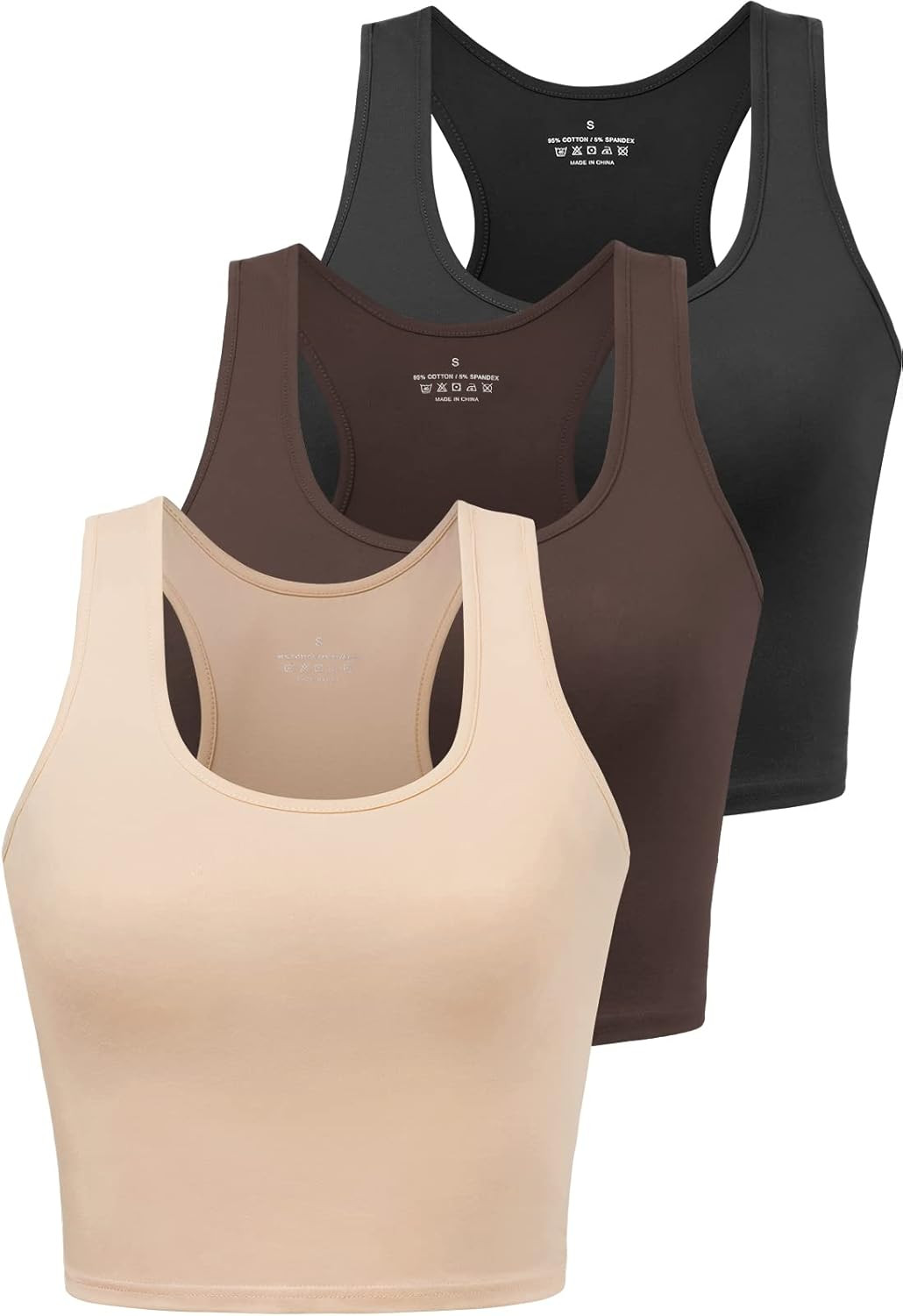 Sports Crop Tank Tops for Women Cropped Workout Tops Racerback Running Yoga Tanks Cotton Sleeveless… | Amazon (US)