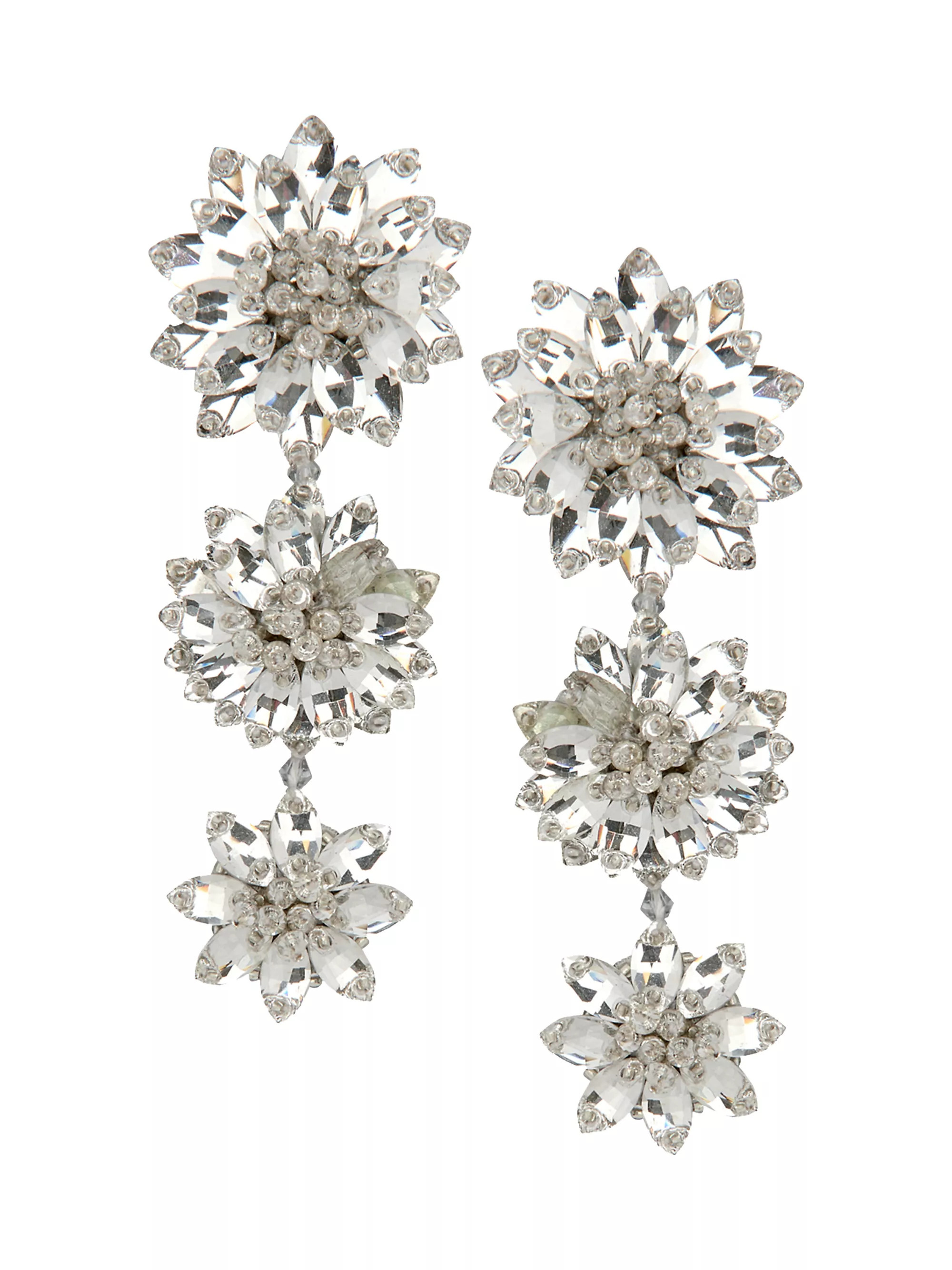 Metal & Glass Clip-On Flower Drop Earrings | Saks Fifth Avenue